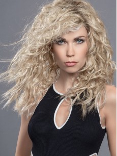 16" Lange Blonde Gelockte Monofilament Perücken Aus Remy Menschenhaar