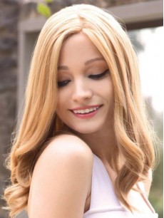 Glamouröse 16" Gewellte Lace Front Perücken Aus Echthaar Ohne Pony