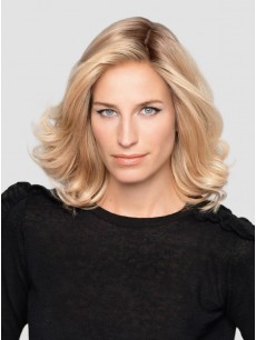 14" Echthaar Perücken Kappenlos Ohne Pony Blond Perücken