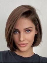 Braune Bob Perücke 10" Remy Menschenhaar Glatte Perücken