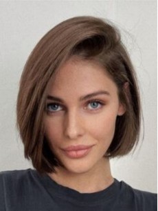 Braune Bob Perücke 10" Remy Menschenhaar Glatte Perücken
