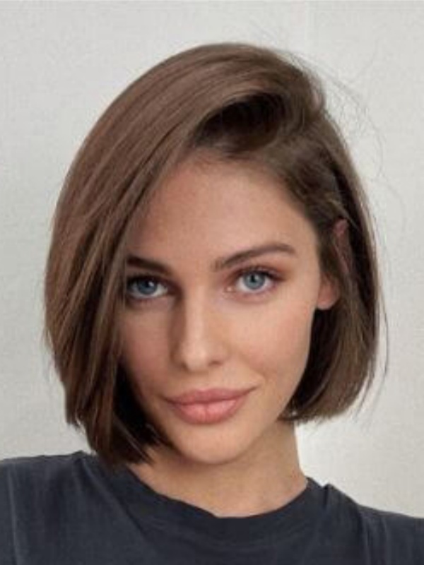 Braune Bob Perücke 10" Remy Menschenhaar Glatte Perücken